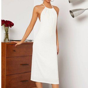 SHEIN Tie Backless Lace Halter Dress